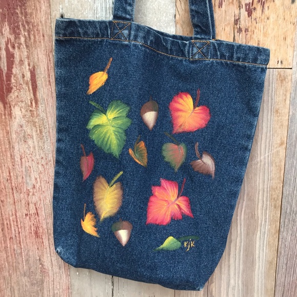 Hand Painted Jean Tote - Picture 1 of 5